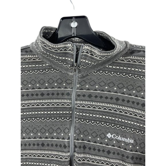 Columbia Sportswear Women's Gray Striped Print High Neck Jacket Sweatshirt Sz M - Picture 3 of 12